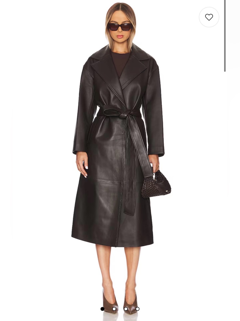 A.L.C Jax Coat Long Brown Leather Trench Coat with Belt